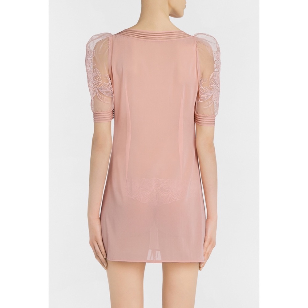 🆕TAGS🏷 La Perla Pink Silk Nightdress Puff Sleeve - Picture 4 of 8